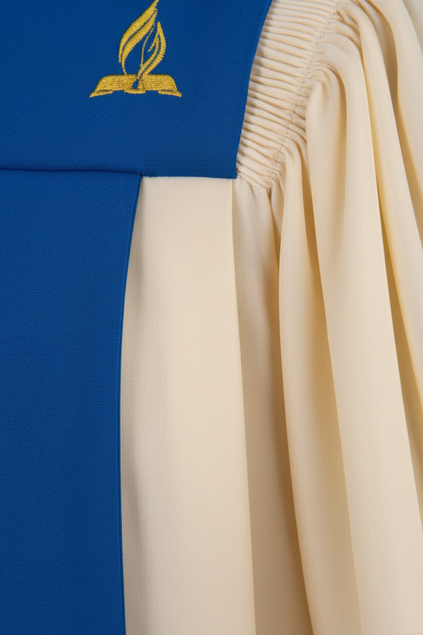 Premium Puff Sleeve Choir & Clergy Robe - Cream & Blue - Graduation Seller