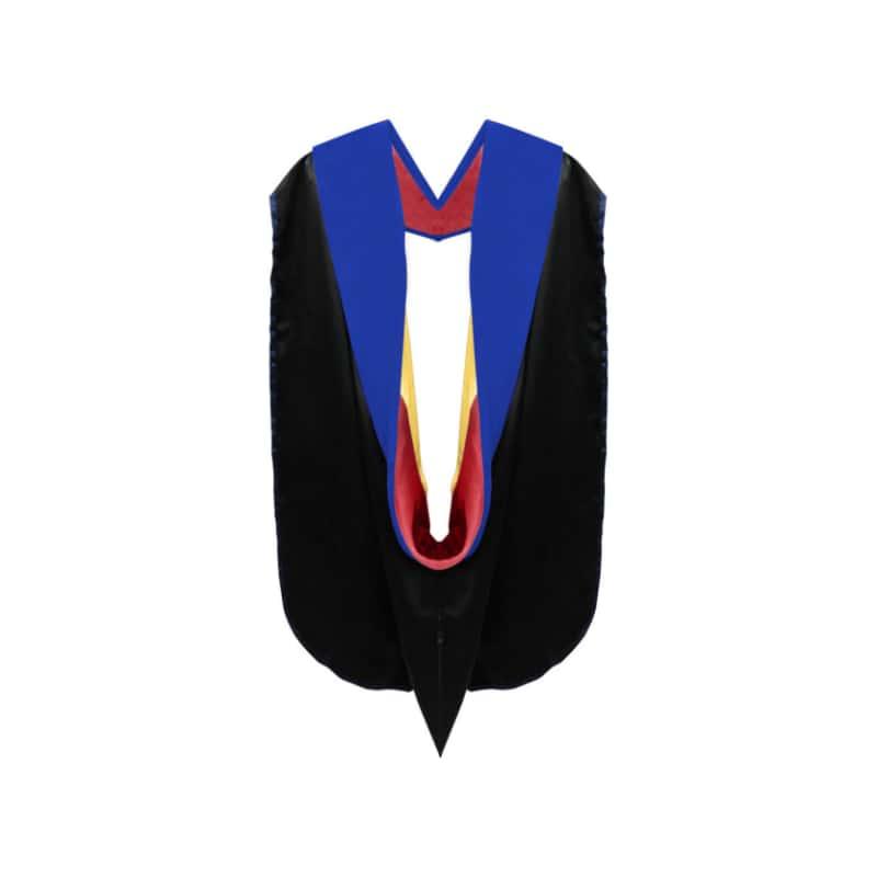 Phd Doctor Hood Royal Blue Velvet - Red & Gold - Graduation Gown 