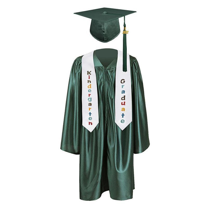 12 Colors shiny Kindergarten/Preschool Graduation Set – Gown, Cap, Stole, Tassel - Graduation Gown 
