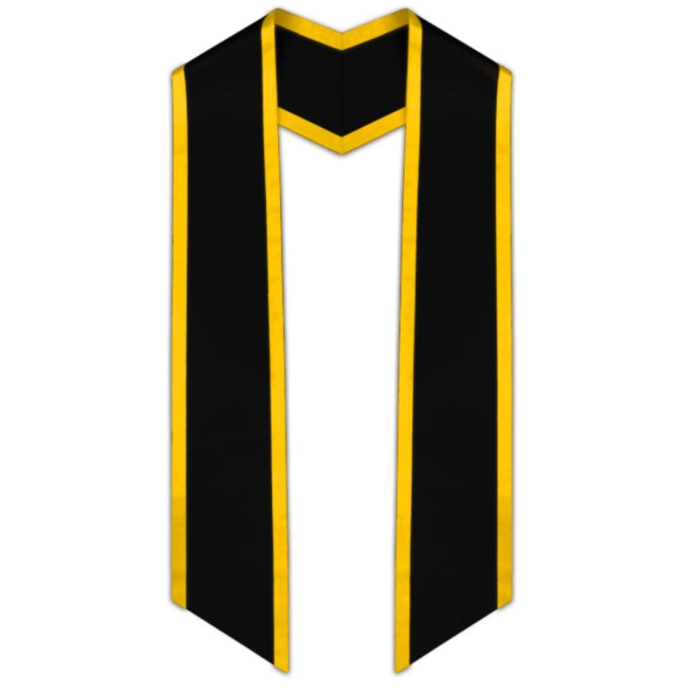 Black Slanted Graduation Stole with Gold Trim - Graduation Gown 