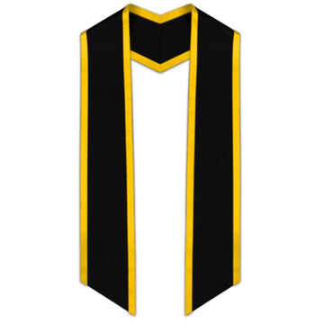 Black Slanted Graduation Stole with Gold Trim - Graduation Gown 