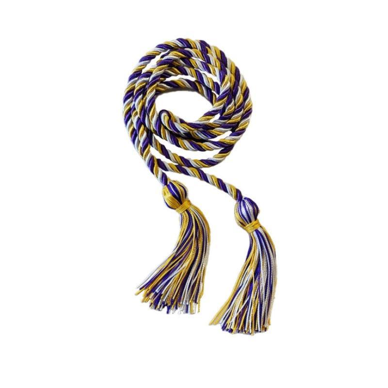 Gold, Purple and White Intertwined Elementary Honor Cord - Graduation Gown 