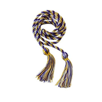 Gold, Purple and White Intertwined Elementary Honor Cord - Graduation Gown 