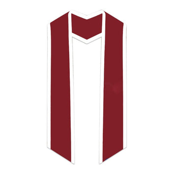 Crimson Slanted Graduation Stole with White Trim - Graduation Gown 