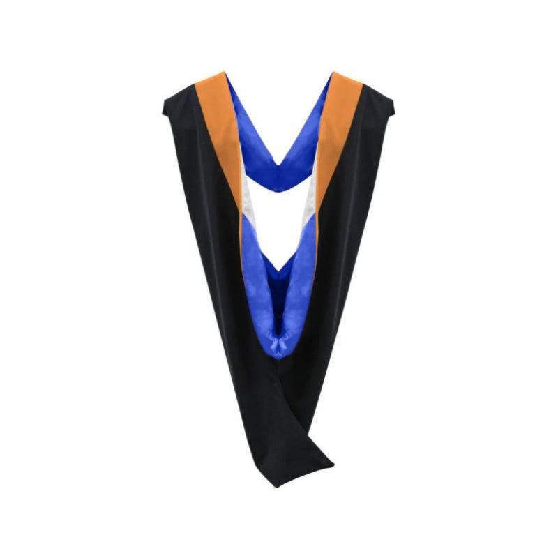 Deluxe Bachelors/Masters Hood - Apricot Velvet, Royal Blue & White - Graduation Gown 