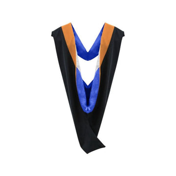 Deluxe Bachelors/Masters Hood - Apricot Velvet, Royal Blue & White - Graduation Gown 