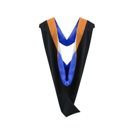 Deluxe Bachelors/Masters Hood - Apricot Velvet, Royal Blue & White - Graduation Gown 