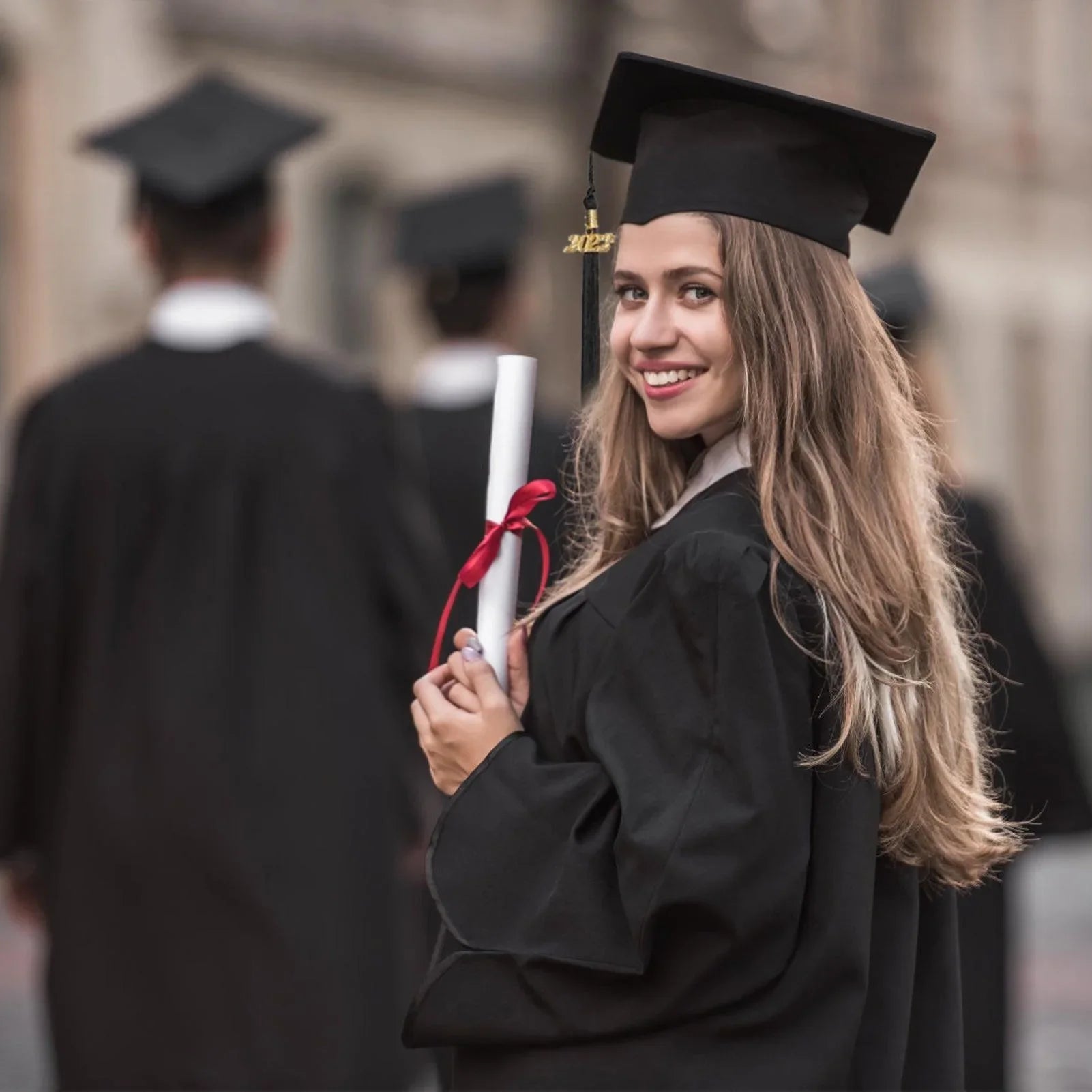 12 Colors Shiny High School Graduation Cap and Gown - Graduation Gown 