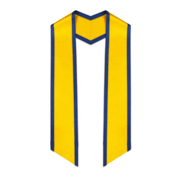 Gold Slanted Graduation Stole with Royal Blue Trim - Graduation Gown 