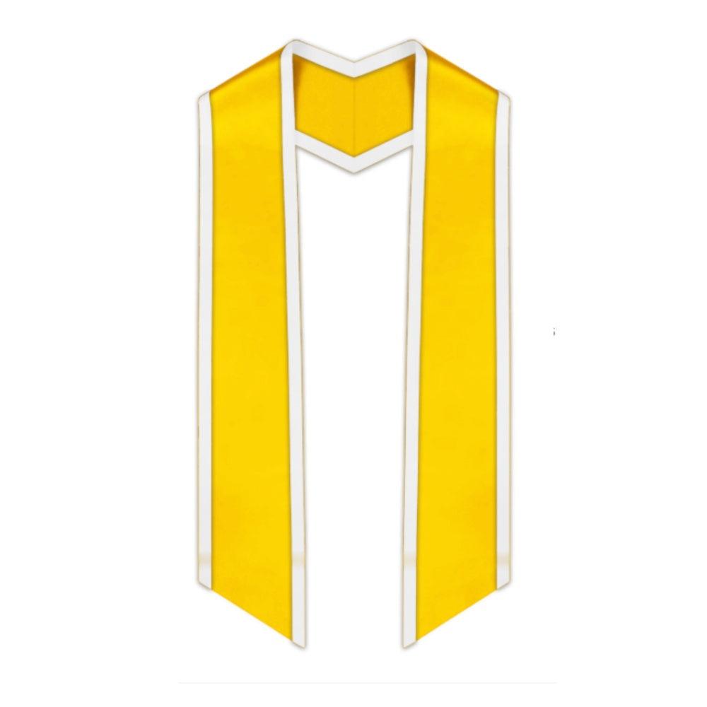 Gold Slanted Graduation Stole with White Trim - Graduation Gown 