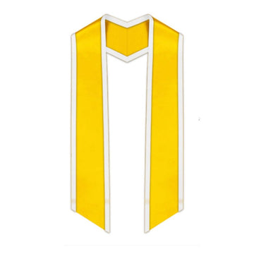 Gold Slanted Graduation Stole with White Trim - Graduation Gown 