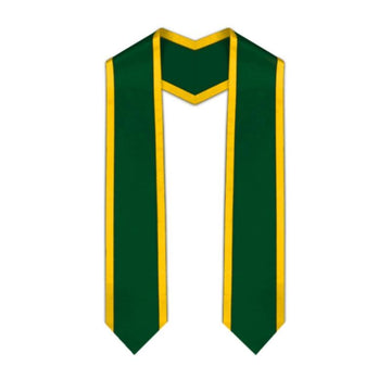 Hunter Green Pointed Graduation Stole with Gold Trim - Graduation Gown 