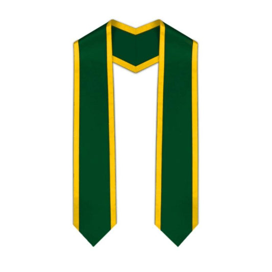 Hunter Green Pointed Graduation Stole with Gold Trim - Graduation Gown 