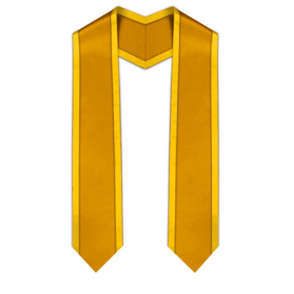 Antique Gold Pointed Graduation Stole with Gold Trim - Graduation Gown 