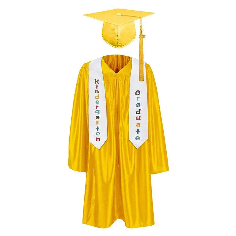12 Colors shiny Kindergarten/Preschool Graduation Set – Gown, Cap, Stole, Tassel - Graduation Gown 