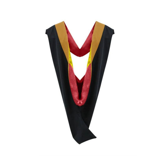 Deluxe Bachelors/Masters Hood - Drab Velvet, Red & Golden Yellow - Graduation Gown 