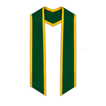 Hunter Green Slanted Graduation Stole with Gold Trim - Graduation Gown 