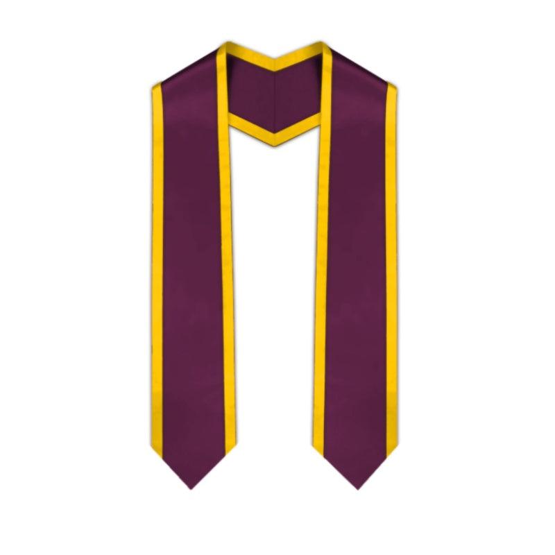 Maroon Pointed Graduation Stole with Gold Trim - Graduation Gown 