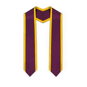 Maroon Pointed Graduation Stole with Gold Trim - Graduation Gown 