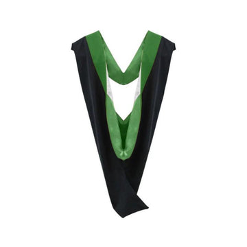 Deluxe Bachelors/Masters Hood - Kelly Green Velvet, Kelly Green & White - Graduation Gown 