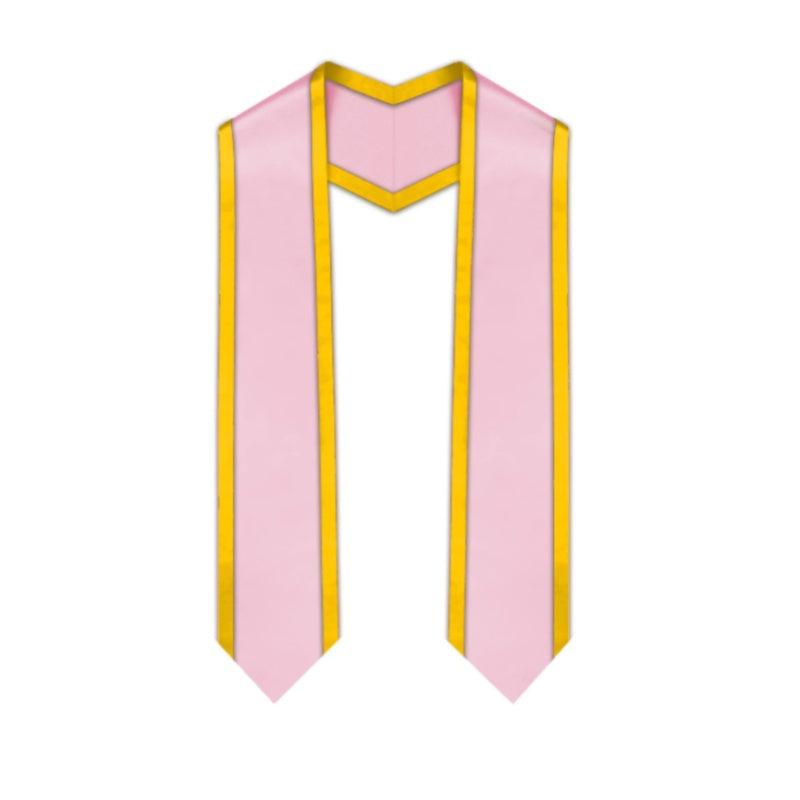 Pink Pointed Graduation Stole with Gold Trim - Graduation Gown 