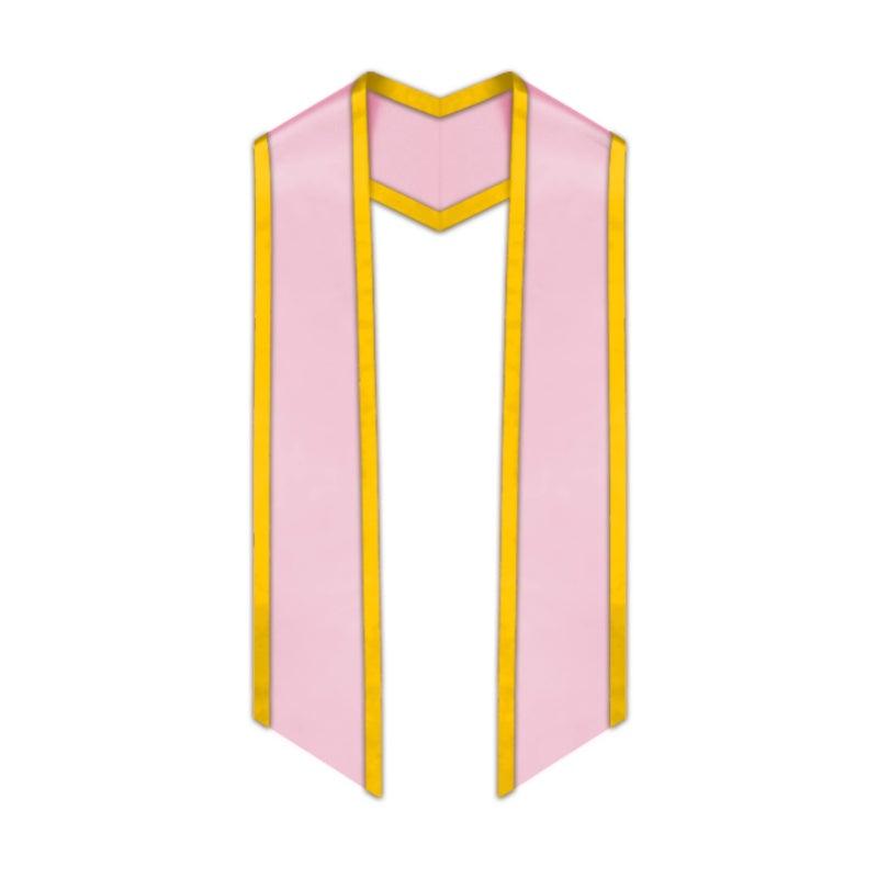 Pink Slanted Graduation Stole with Gold Trim - Graduation Gown 