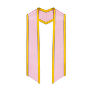 Pink Slanted Graduation Stole with Gold Trim - Graduation Gown 