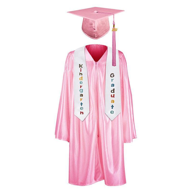 12 Colors shiny Kindergarten/Preschool Graduation Set – Gown, Cap, Stole, Tassel - Graduation Gown 