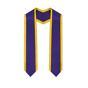 Purple Pointed Graduation Stole with Gold Trim - Graduation Gown 