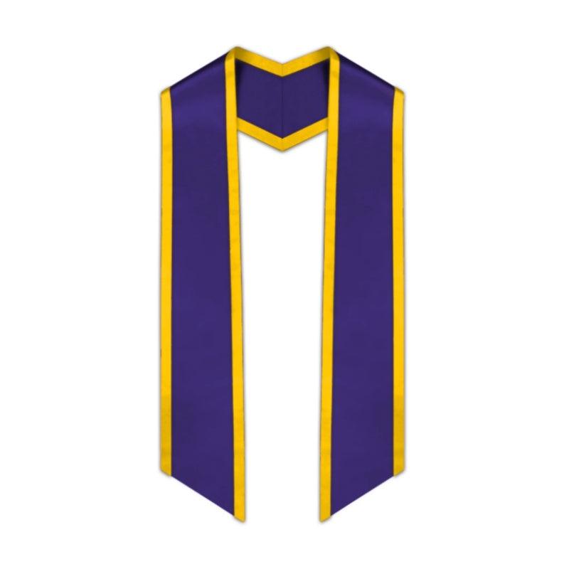Purple Slanted Graduation Stole with Gold Trim - Graduation Gown 