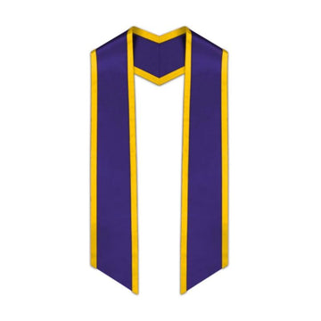 Purple Slanted Graduation Stole with Gold Trim - Graduation Gown 