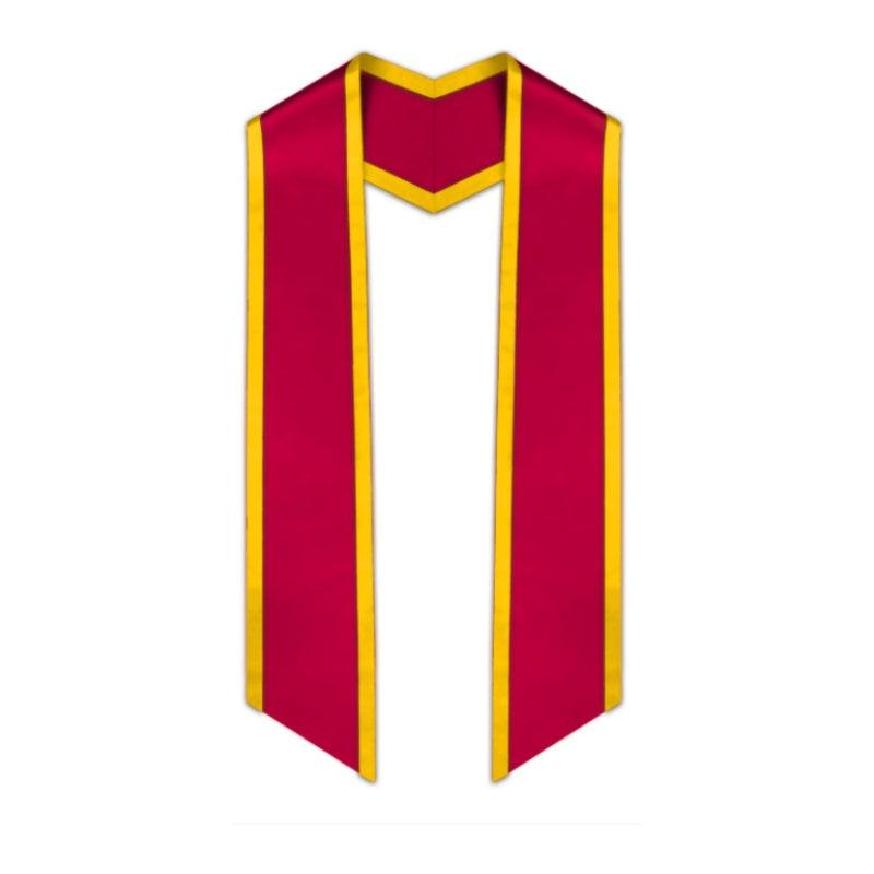 Red Slanted Graduation Stole with Gold Trim - Graduation Gown 