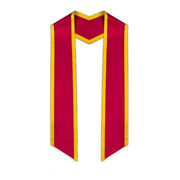 Red Slanted Graduation Stole with Gold Trim - Graduation Gown 
