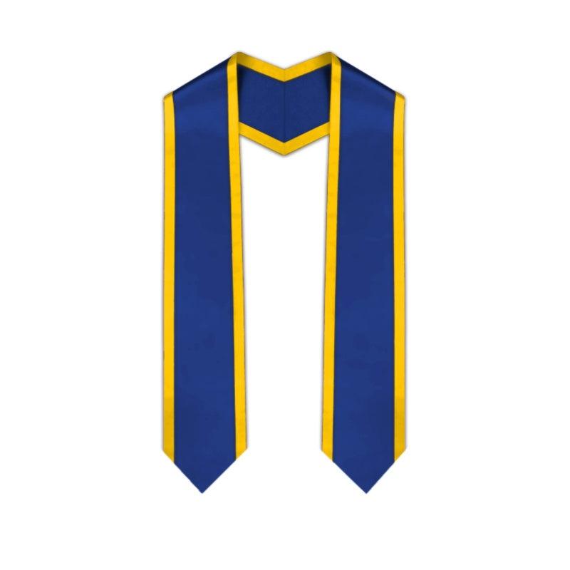 Royal Blue Pointed Graduation Stole with Gold Trim - Graduation Gown 