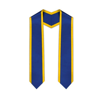Royal Blue Pointed Graduation Stole with Gold Trim - Graduation Gown 