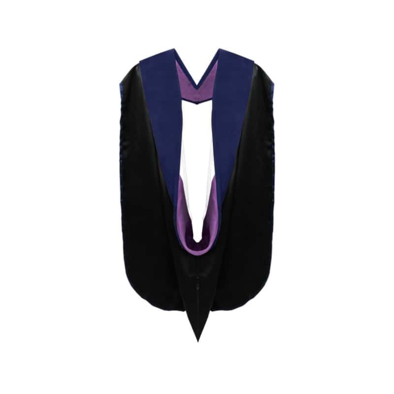PhD Doctor Hood Dark Blue Velvet - Purple & White - Graduation Gown 