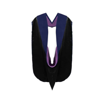PhD Doctor Hood Dark Blue Velvet - Purple & White - Graduation Gown 