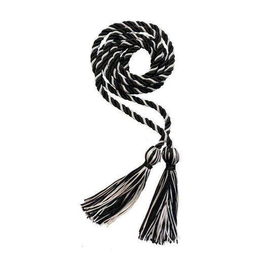 Black and White Intertwined Elementary Honor Cord - Graduation Gown 