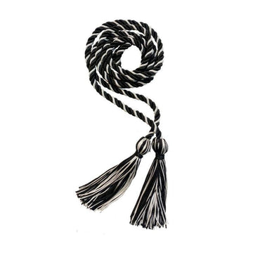 Black and White Intertwined Honor Cord - Graduation Gown 