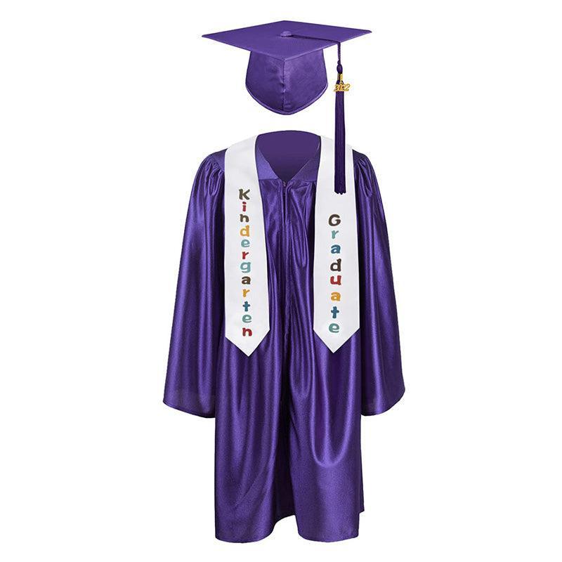 12 Colors shiny Kindergarten/Preschool Graduation Set – Gown, Cap, Stole, Tassel - Graduation Gown 