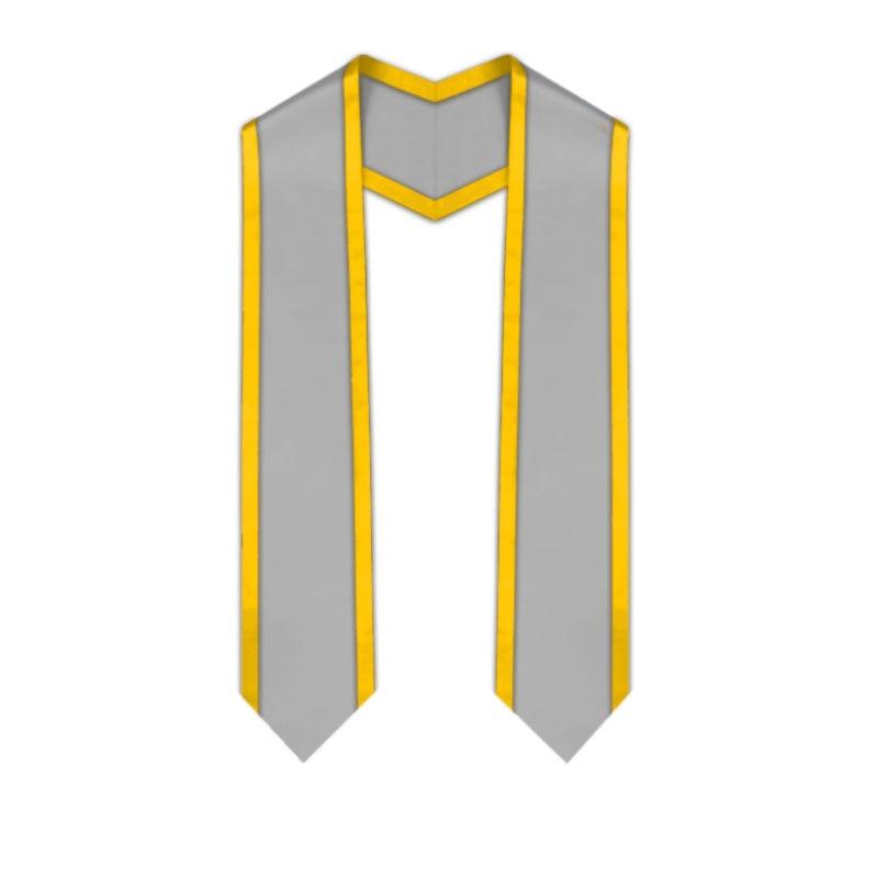 Silver Pointed Graduation Stole with Gold Trim - Graduation Gown 