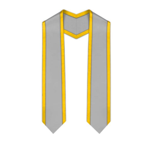 Silver Pointed Graduation Stole with Gold Trim - Graduation Gown 
