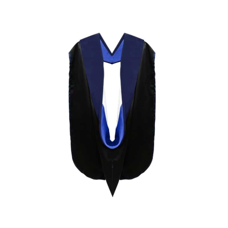 PhD Doctor Hood Dark Blue Velvet - Royal Blue & White - Graduation Gown 
