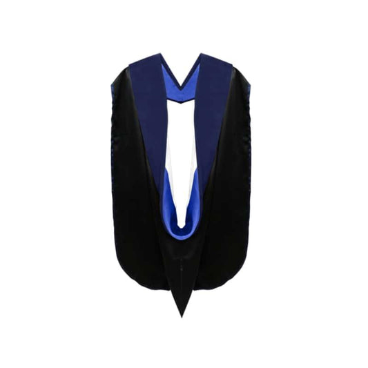 PhD Doctor Hood Dark Blue Velvet - Royal Blue & White - Graduation Gown 