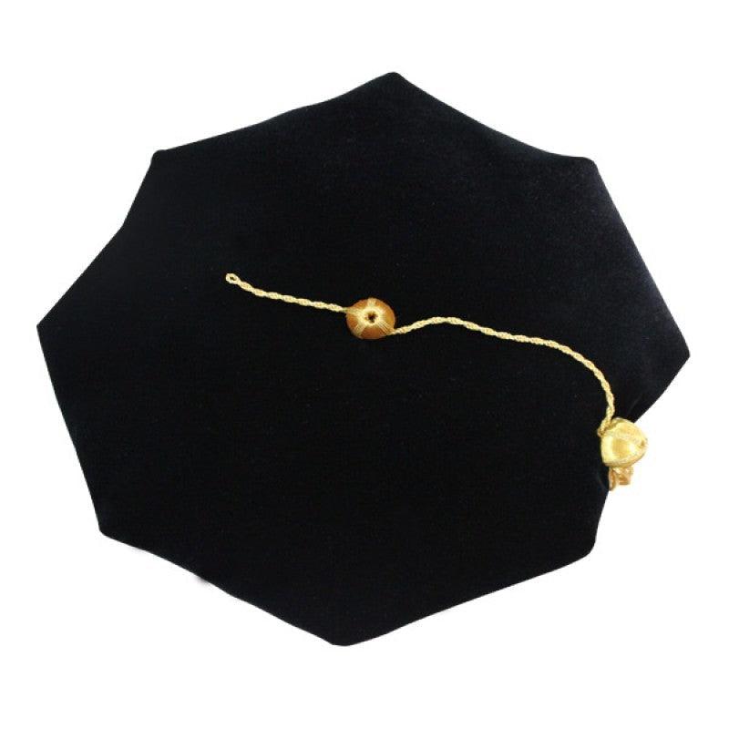8 Sided Tam Doctoral Graduation Cap with 2025 Year Date Drop - Graduation Gown 