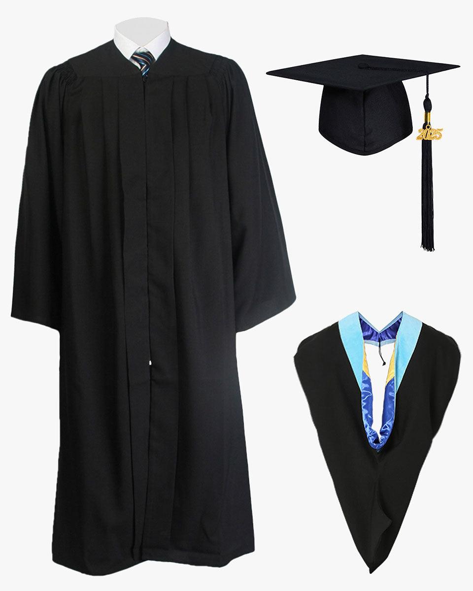 Deluxe Bachelor Graduation Cap Gown Hood Package - Graduation Gown 