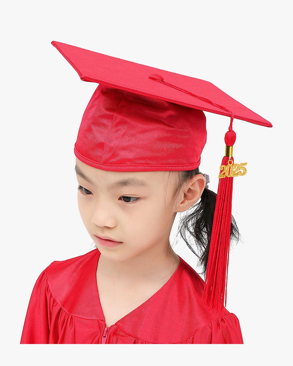Shiny Kindergarten Graduation Cap with Tassel-12 Colors Available - Graduation Gown 