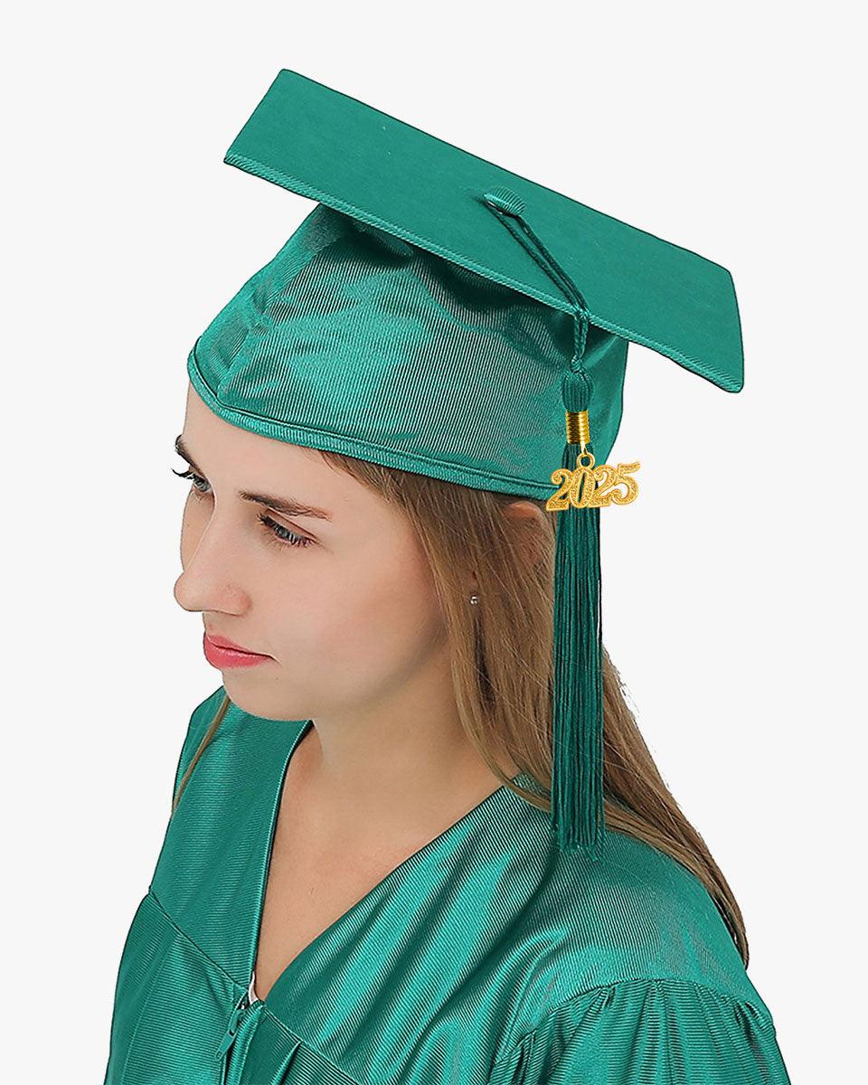High School Shiny Adult Graduation Cap with Tassel-12 Colors Available - Graduation Gown 