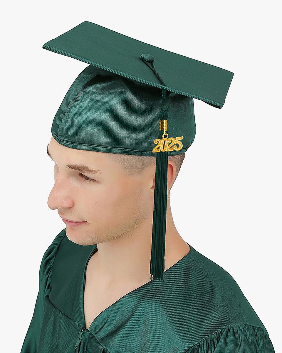 High School Shiny Adult Graduation Cap with Tassel-12 Colors Available - Graduation Gown 
