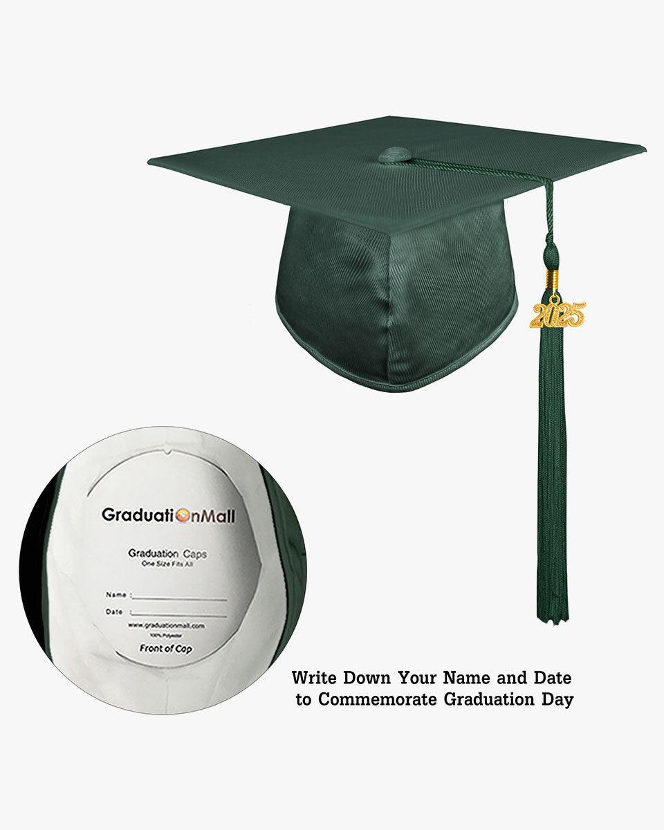 High School Shiny Adult Graduation Cap with Tassel-12 Colors Available - Graduation Gown 